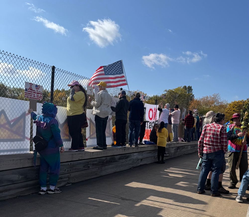 Bridge Brigade No Kings protesters