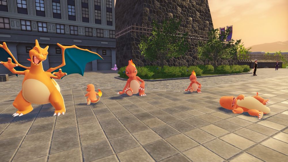 左から普通のリザードン、ヒトカゲ、オヤブンのリザード、普通のリザード、オヤブンのヒトカゲ