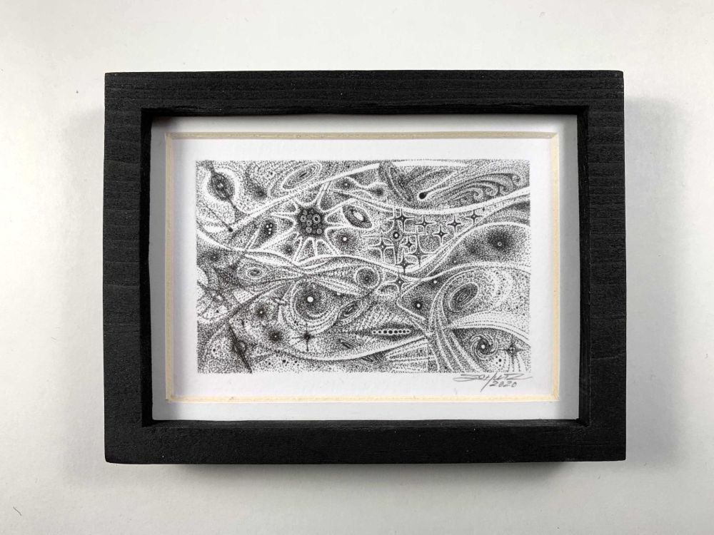 'Minimuniversum'

Hand-drawn, original #art in a handmade 4 1/2" x 3 3/8" wood frame.

#SOLD