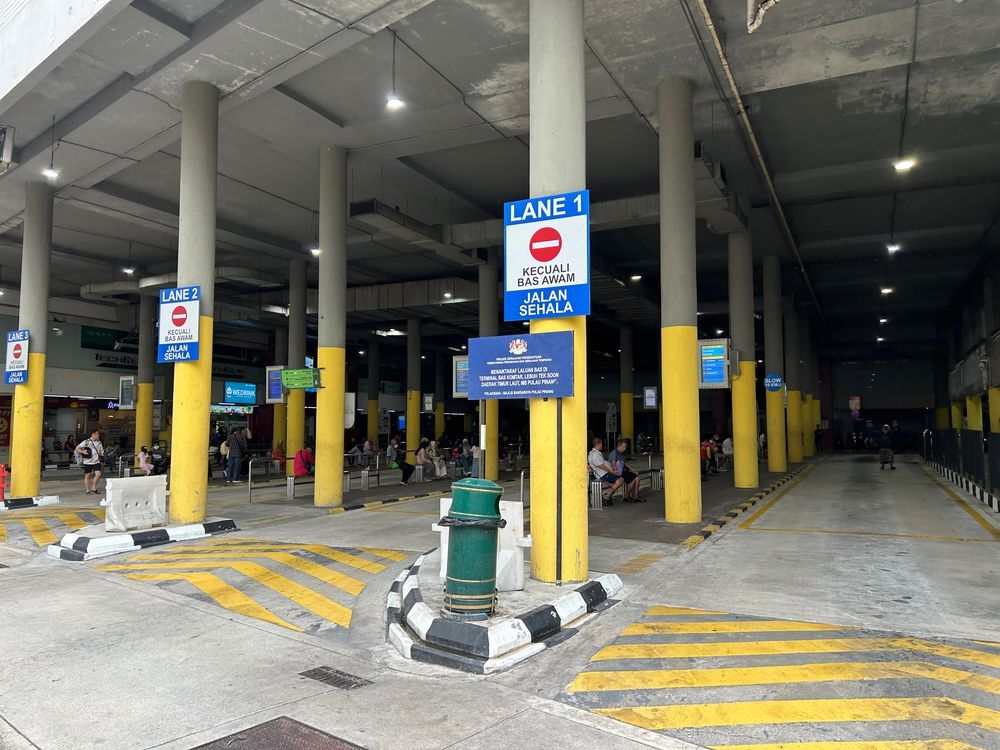 Entrance to KOMTAR bus interchange with the renovated bus berth driveways