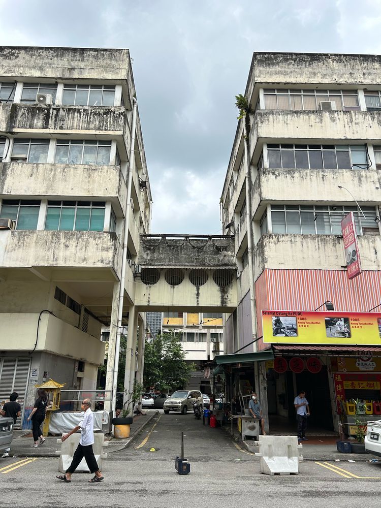 A skybridge connecting between two buildings in Pudu