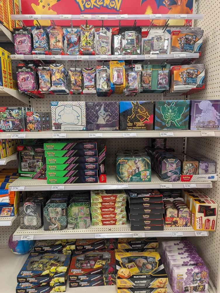 a pokemon section at what looks like a target a couple years ago back when there were still pokemon products on the shelf instead of all of them being bought by scalpers