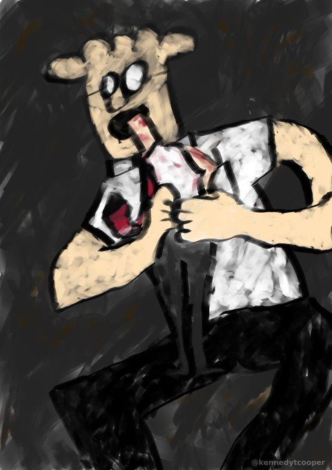 Dilbert devouring his son, an original digital painting by me