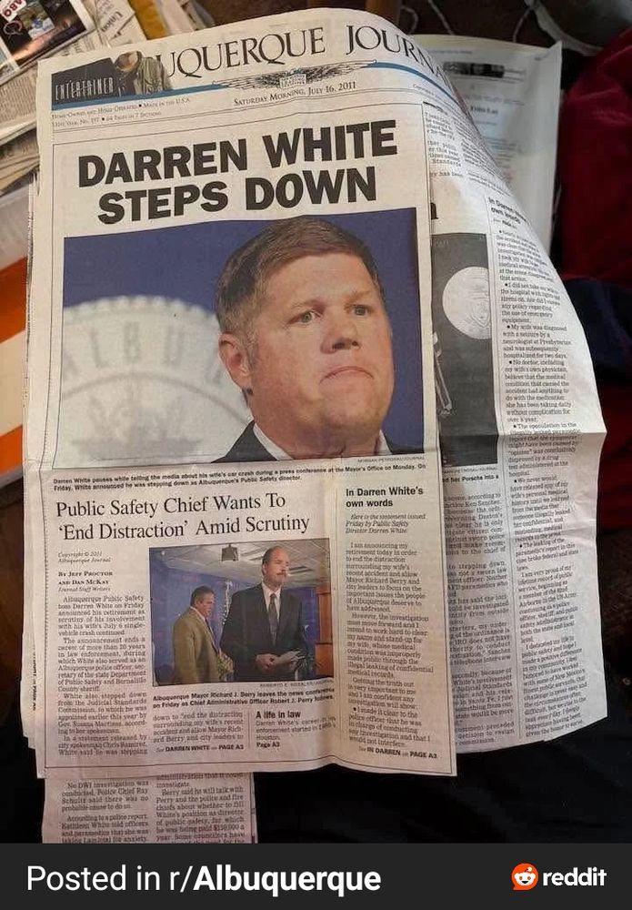 Article about Darren White stepping down as sheriff after he covered up his wife's DUI