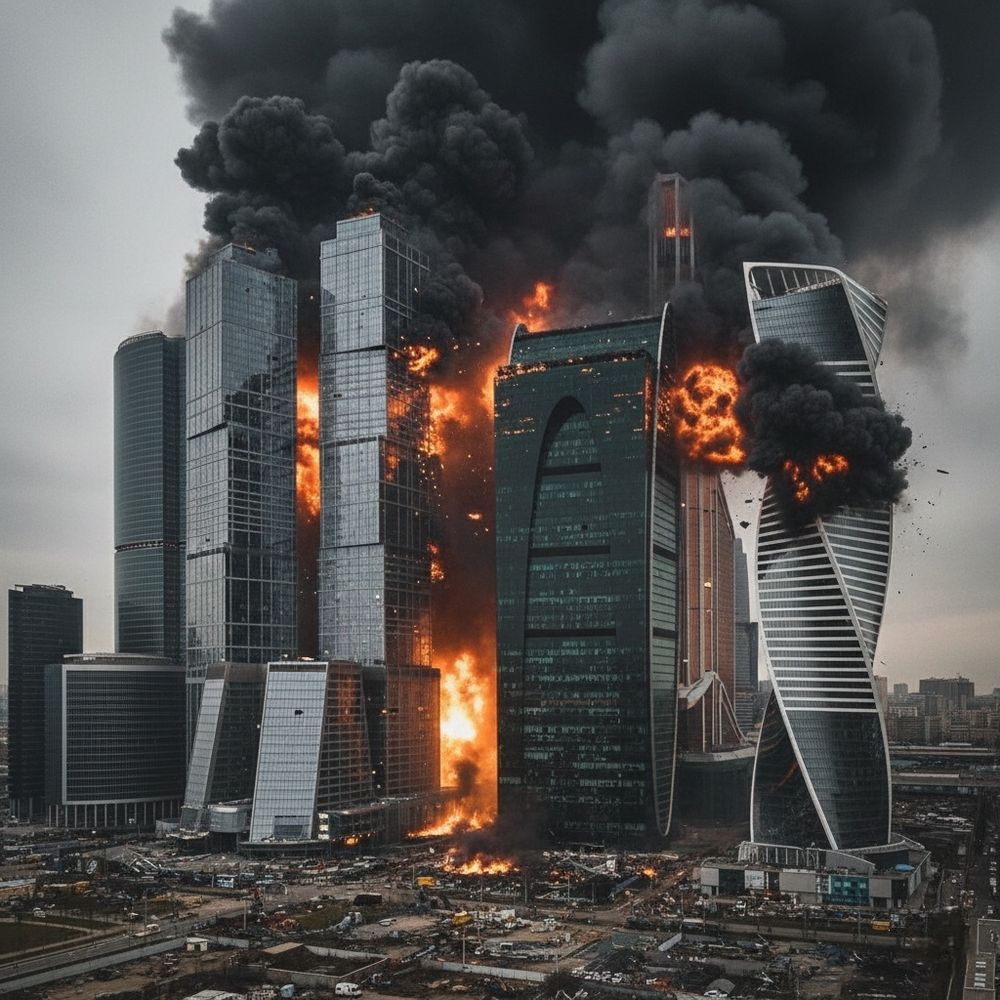 Mordor's capital is turned into ashes, sanctions have been very effectively expanded to the Moscow International Business Center by good Ukrainian missiles and drones...