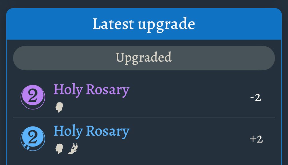Upgrading Rosary to Rosary (2) in the arkham horror card game