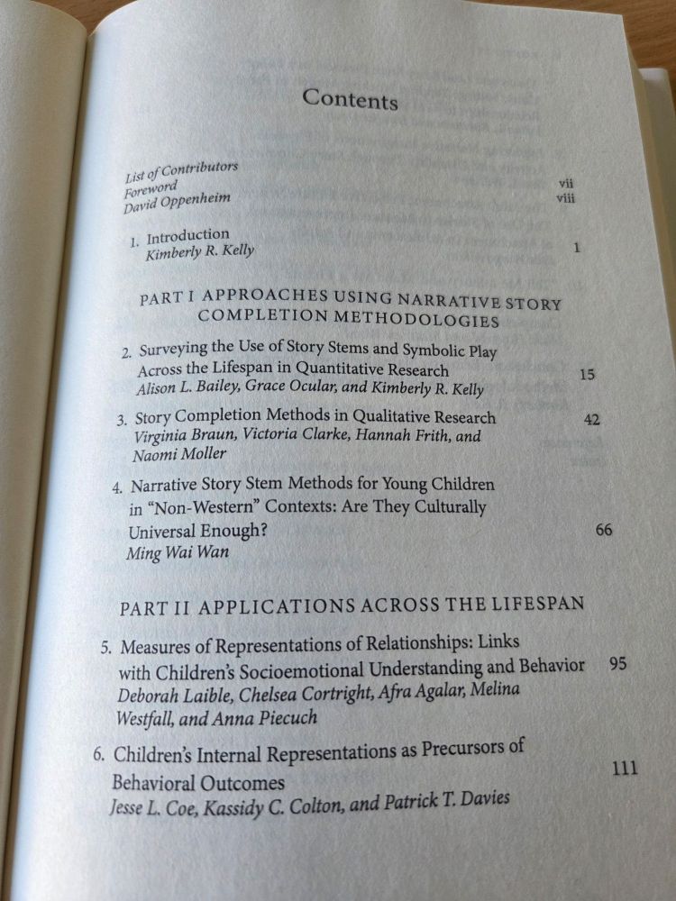 Contents page of Narrative Story Completion Methodologies
