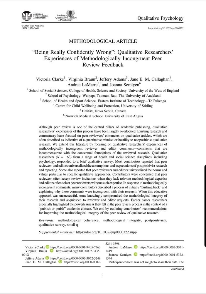 First page of the paper Being really confidently wrong by Victoria Clarke et al.