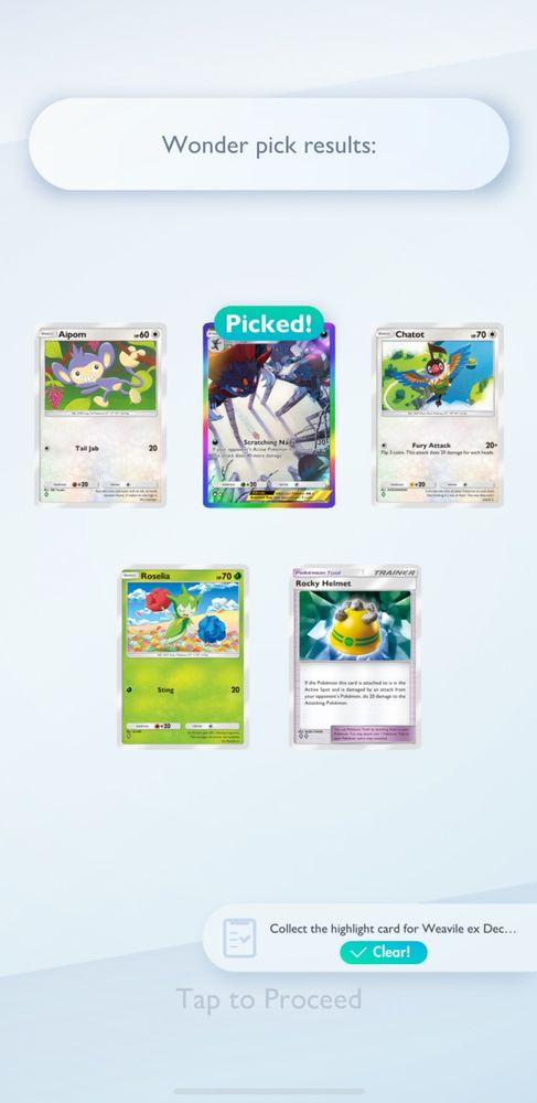 Full art Weaville card picked from a wonder pick