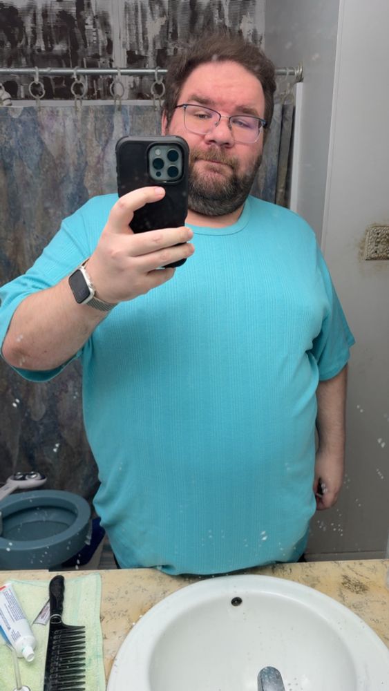 New shirt. It’s blue (Da ba dee). 