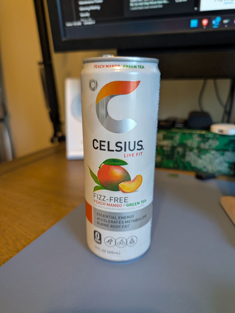 Photo of Celsius Peach Green Tea energy drink 