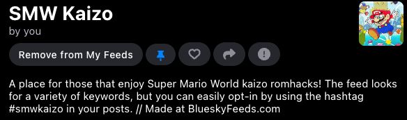 An image of the newly-created SMW kaizo feed on BlueSky