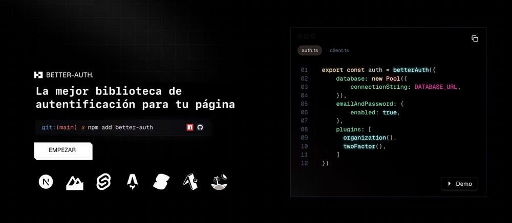 Captura de pantalla de la web de Better Auth