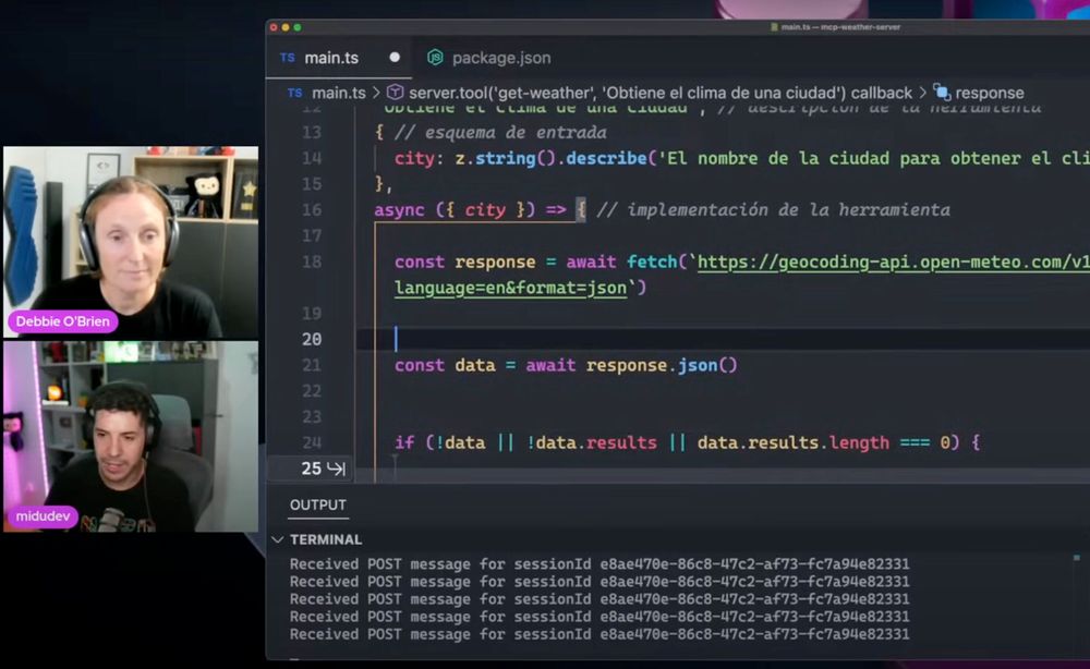 Con Debbie O'Brien de Microsoft explicando MCP en Visual Studio Code