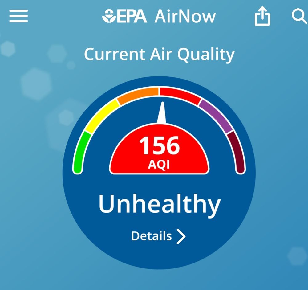 Air quality 156, red zone