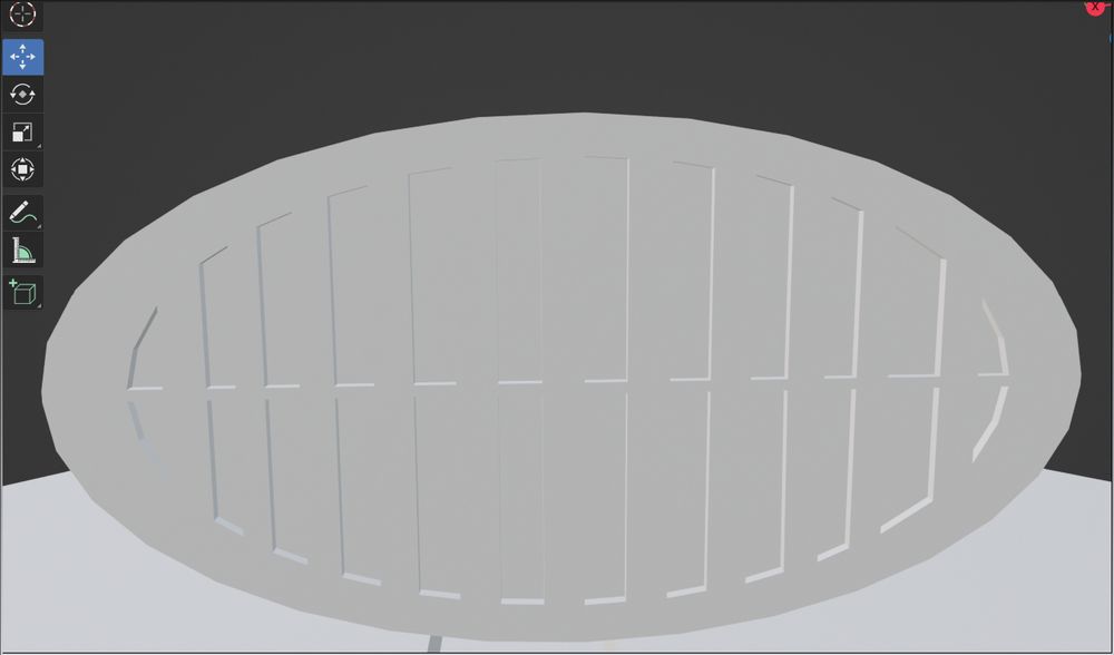 An oval with a bar in the middle and horizontal bars across the inside of it.