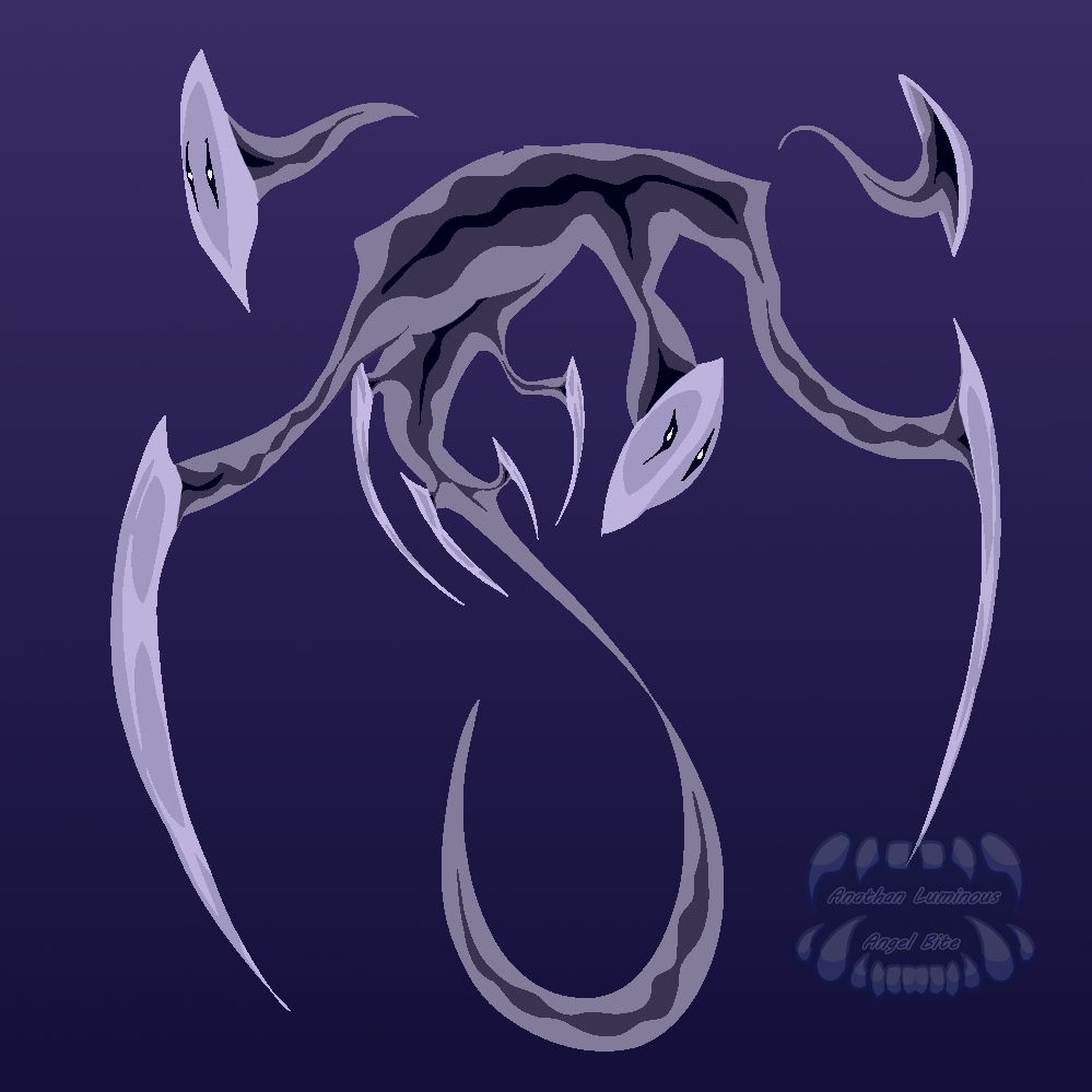 a ghost with 3 masks , 3 sets of symetrical blades for its limbs + a slick ghostly tail