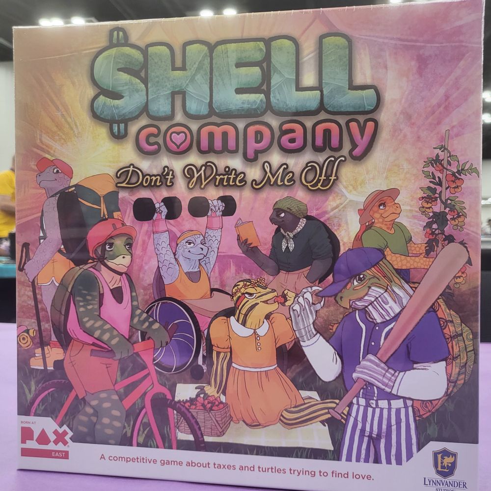Board game called SHELL COMPANY: DON'T WRITE ME OFF about turtles doing taxes and finding love 