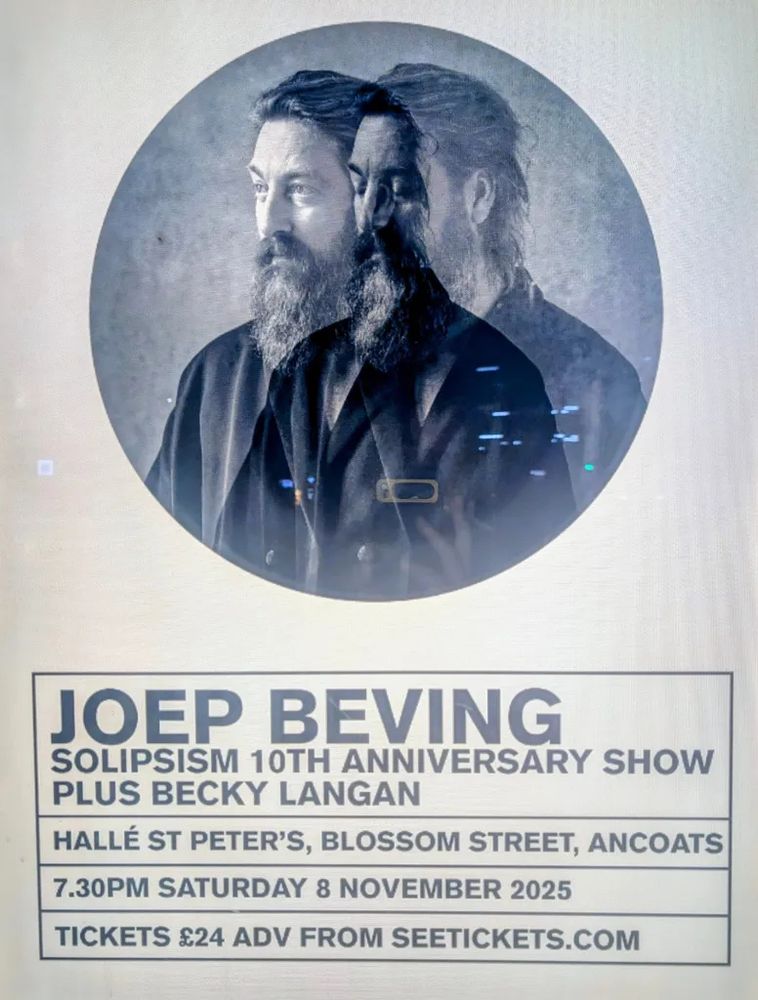 Photo of the Joep Beving concert poster: St Peter's, Manchester, 08 November 2025 