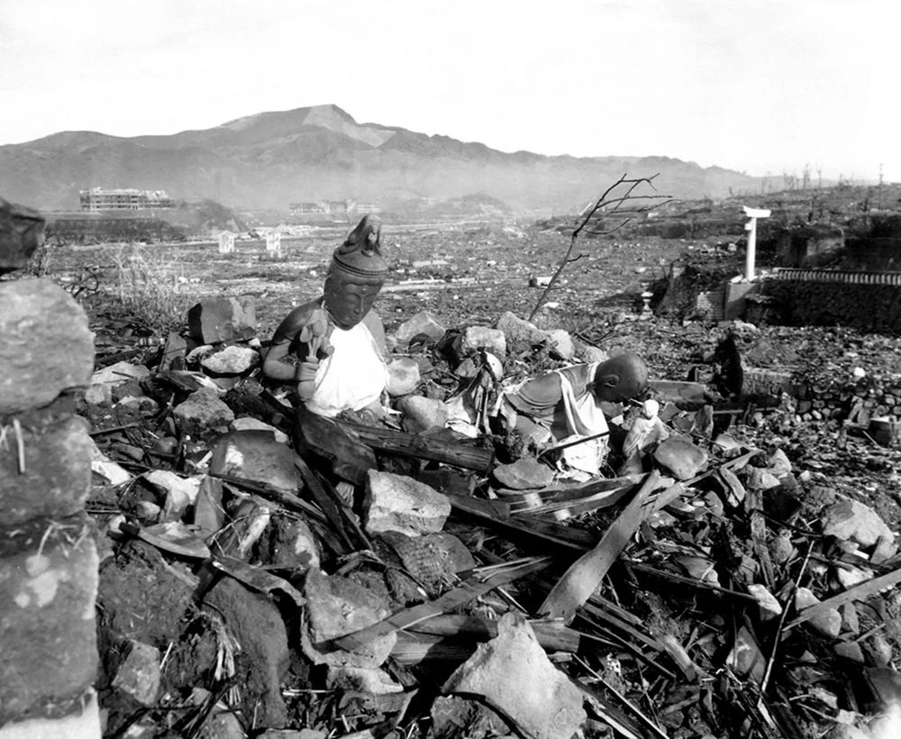 The ruined buildings of Nagasaki after the atomic bomb, Getty images.