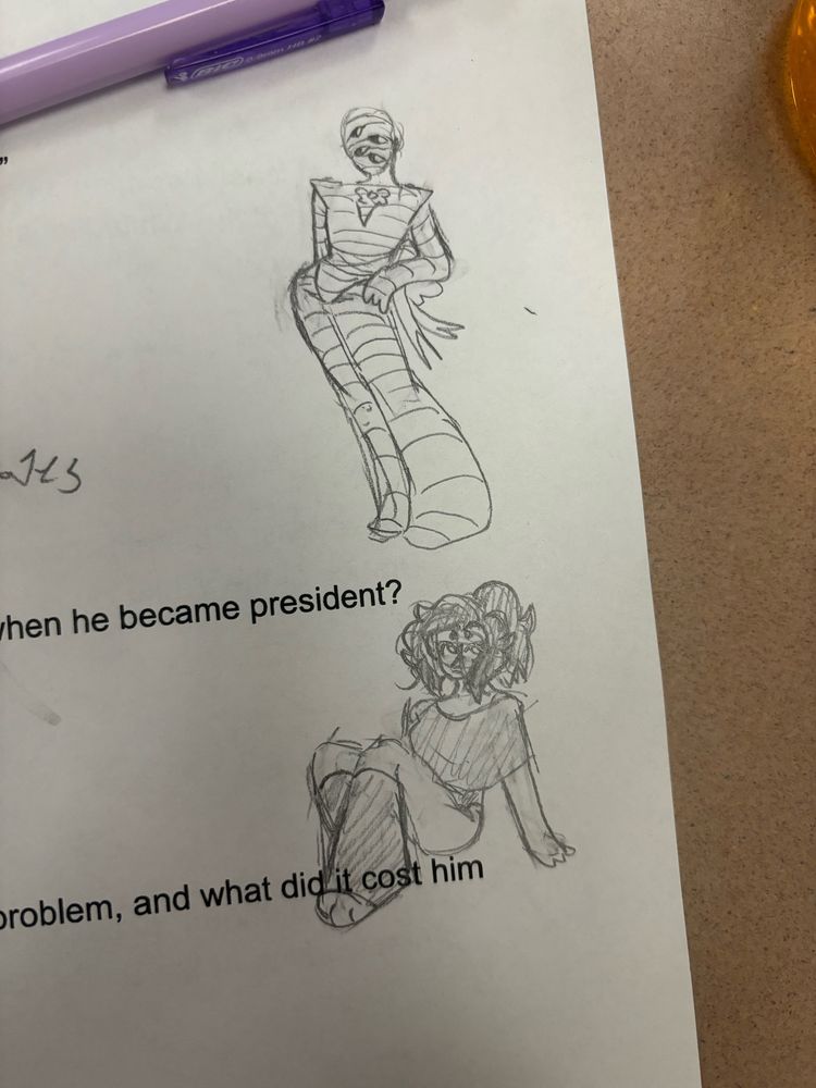 Mummy scarab my beloved,,, Ough I love her,,, and idk some other doodle underneath ignore her… ugh..