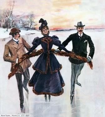 It shows an illustration of a Victorian woman ice skating with two men.

This image was originally used as cover art for Truth Magazine (artist unknown)