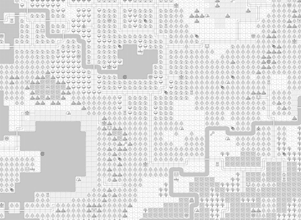 a very detailed maps made from a bunch of black and white emojis