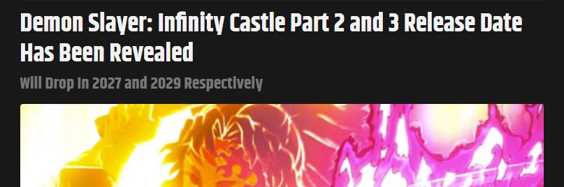 article announcing the next Demon Slayer movies will come out in 2027 and 2029