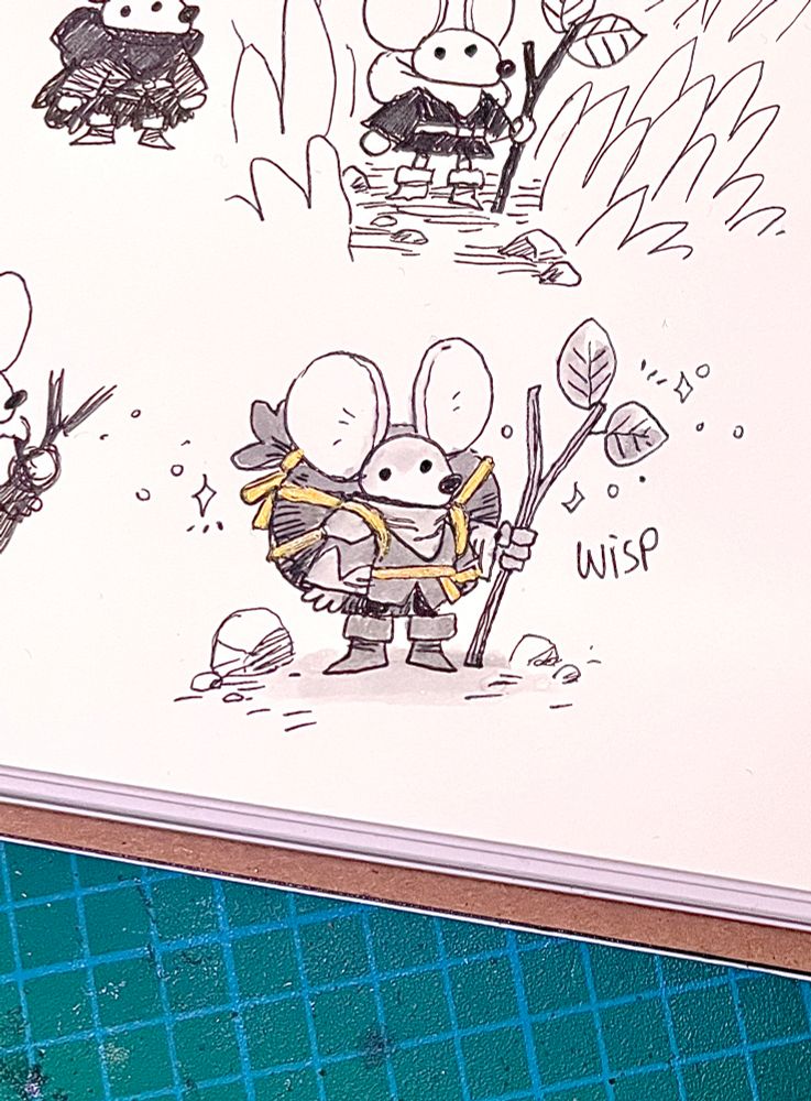 A cute mouse adventurer, carrying a huge round bag on its back.