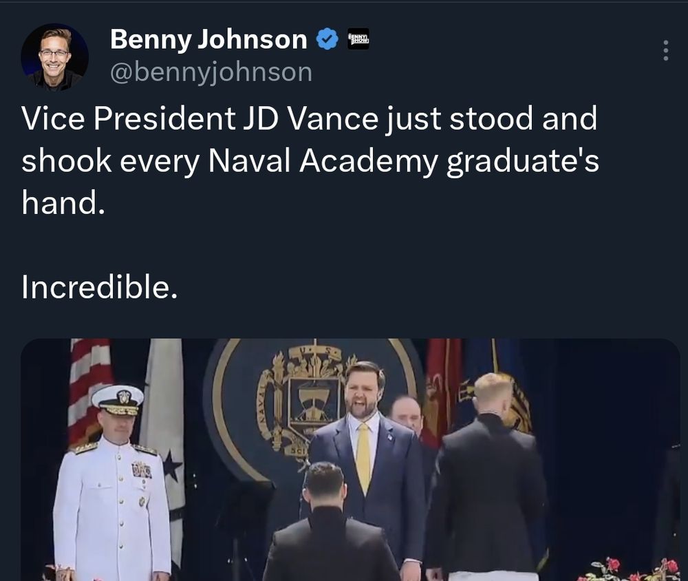 Benny Johnson praising JD Vance for shaking hands.