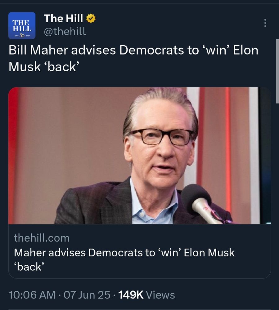 Bill Maher advises Democrats to 'win' Elon Musk 'back'.