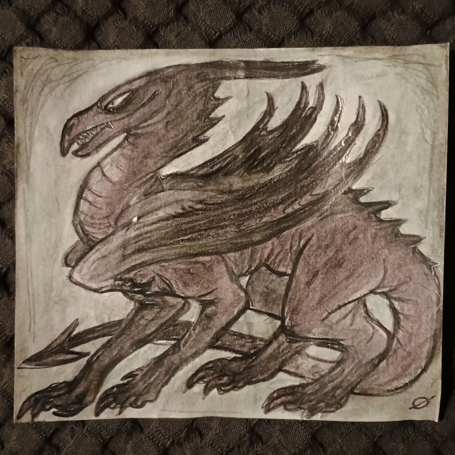 photo of the same piece on a different dark backdrop and different angle that shows the silvery graphite is less visible from a direct view.