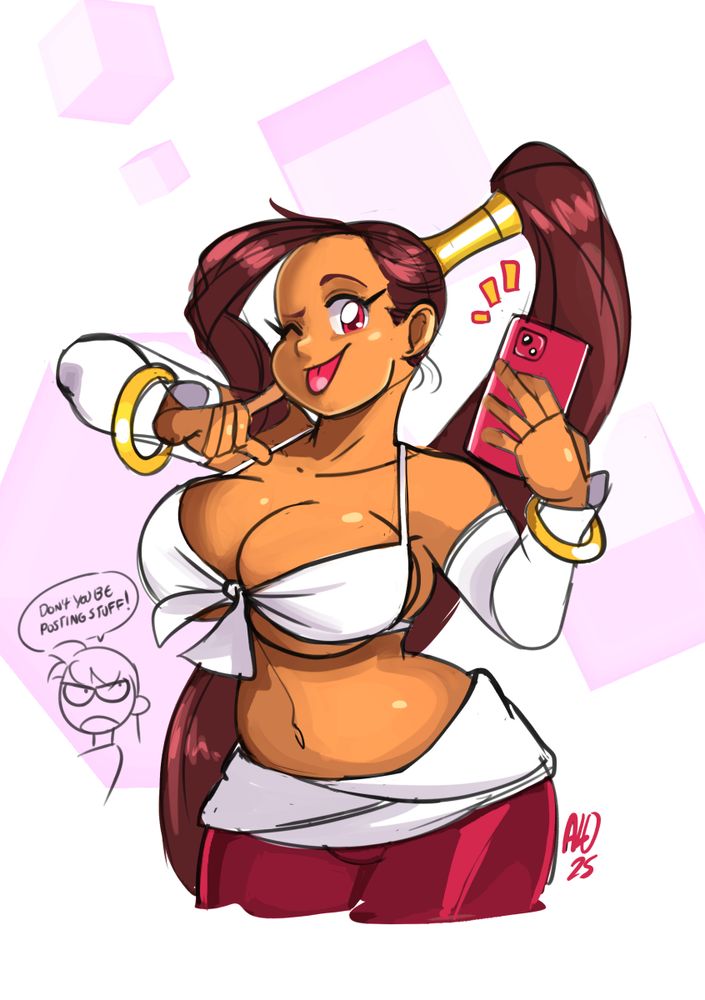 Bubbly genie takes her masters phone and starts sporting selfies from it.