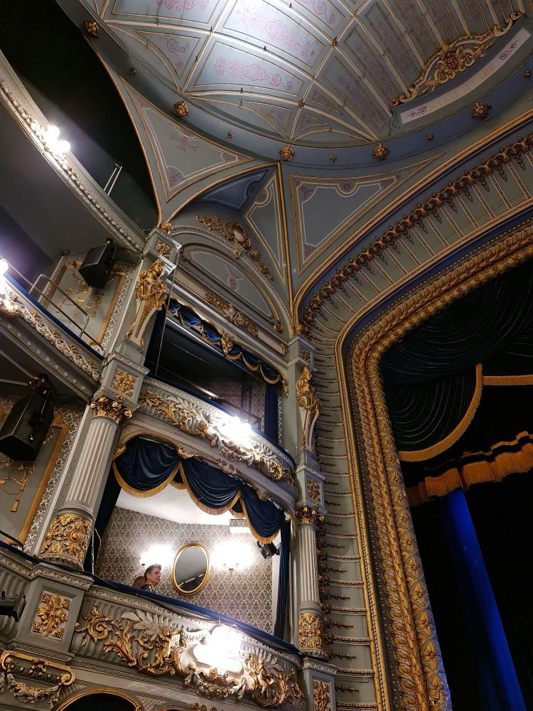Pictures of the old style decor and stalls at the Tyne Theatre.