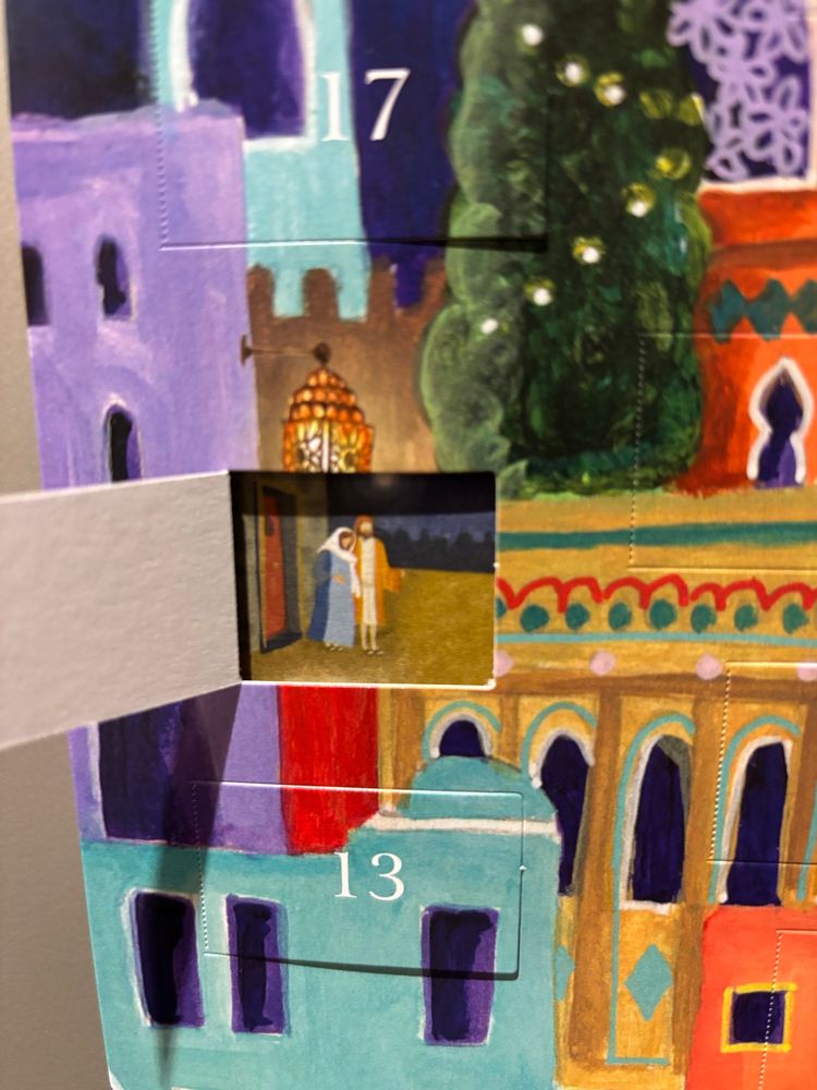 Day 4 of my Advent Calendar, a picture of Joseph and Mary outside the stable.