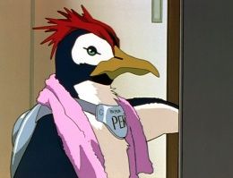 Screenshot of Pen Pen the Penguin from Neon Genesis Evangelion.