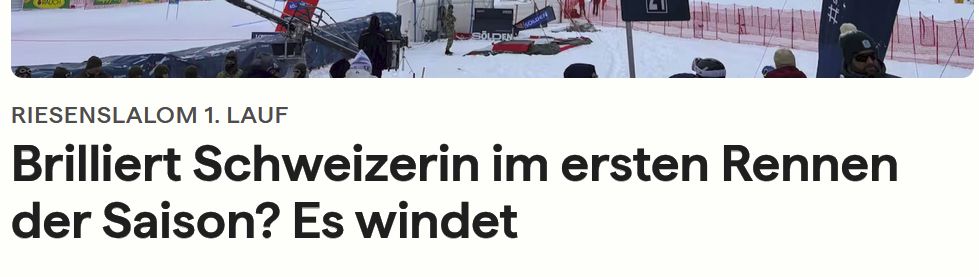 Artikelvorschau

'Riesenslalom 1. Lauf

Brilliert Schweizerin im ersten Rennen der Saison? Es windet."