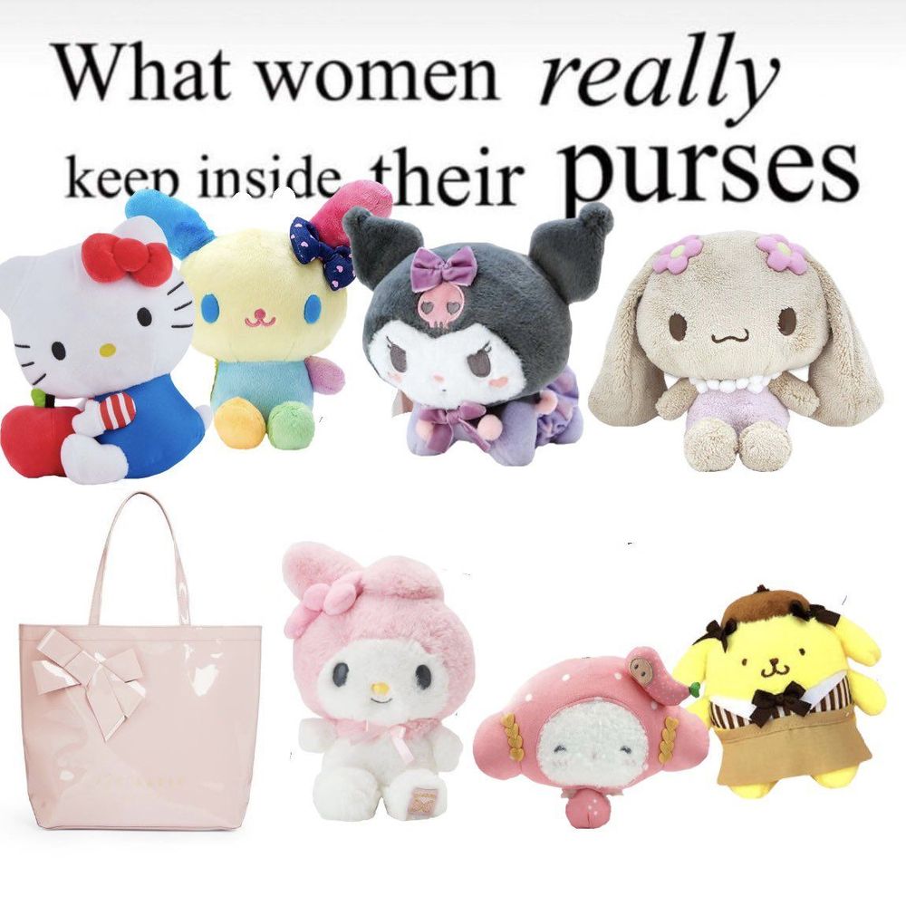 what women really keep inside their purses (ft sanrio plushies + a pink bag)