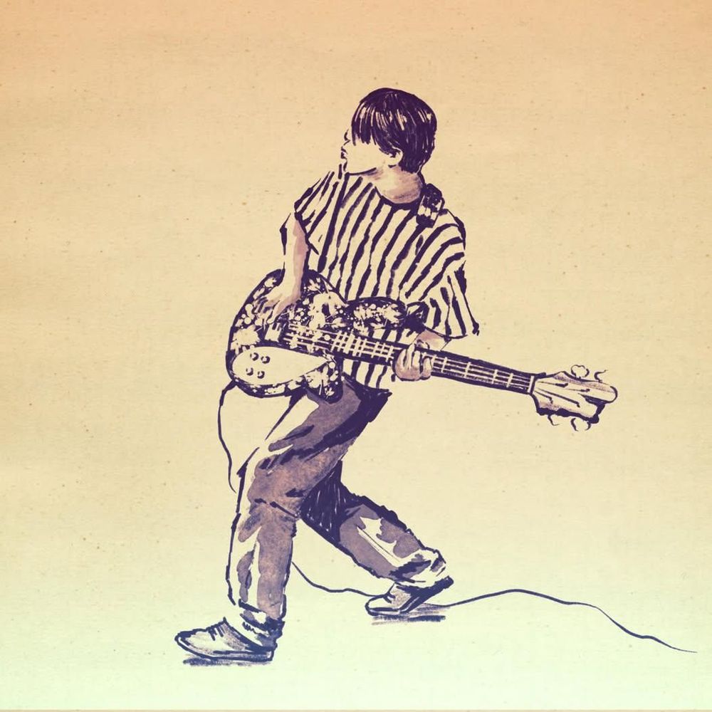 A drawing of Gary ‘Mani’ Mounfield by Drawn by @stuff_by_mark 
