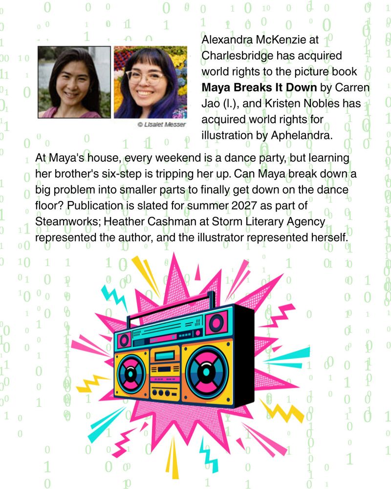 A book publishing announcement with the graphic of a boombox