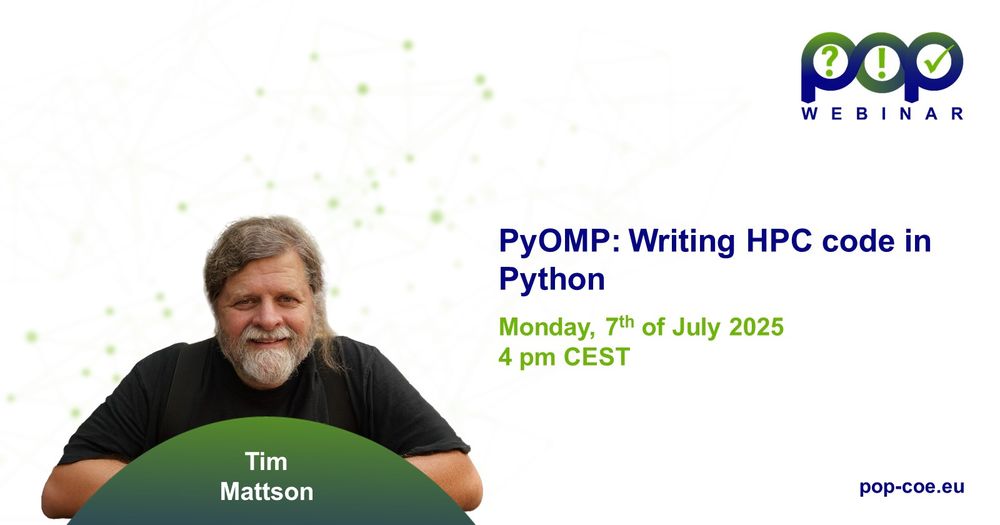 Webinar announcement
Title: PyOMP: Writing HPC code in Python
Date: Monday, 7th of July 2025
Time: 4 pm CEST