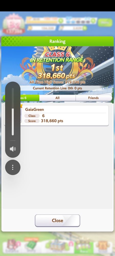 I'm the only one on the leaderboard in Umamusume Team Race Class 6 because the reset just happened and I happened to be the only person doing dailies that soon.