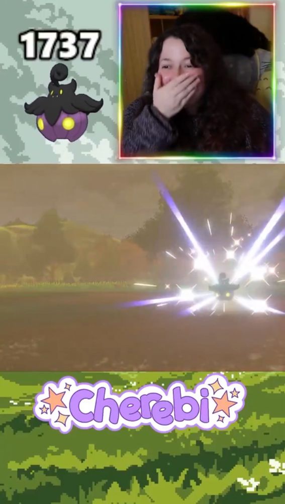 A shiny Pumpkaboo sparkles and Amber covers her mouth in shock!