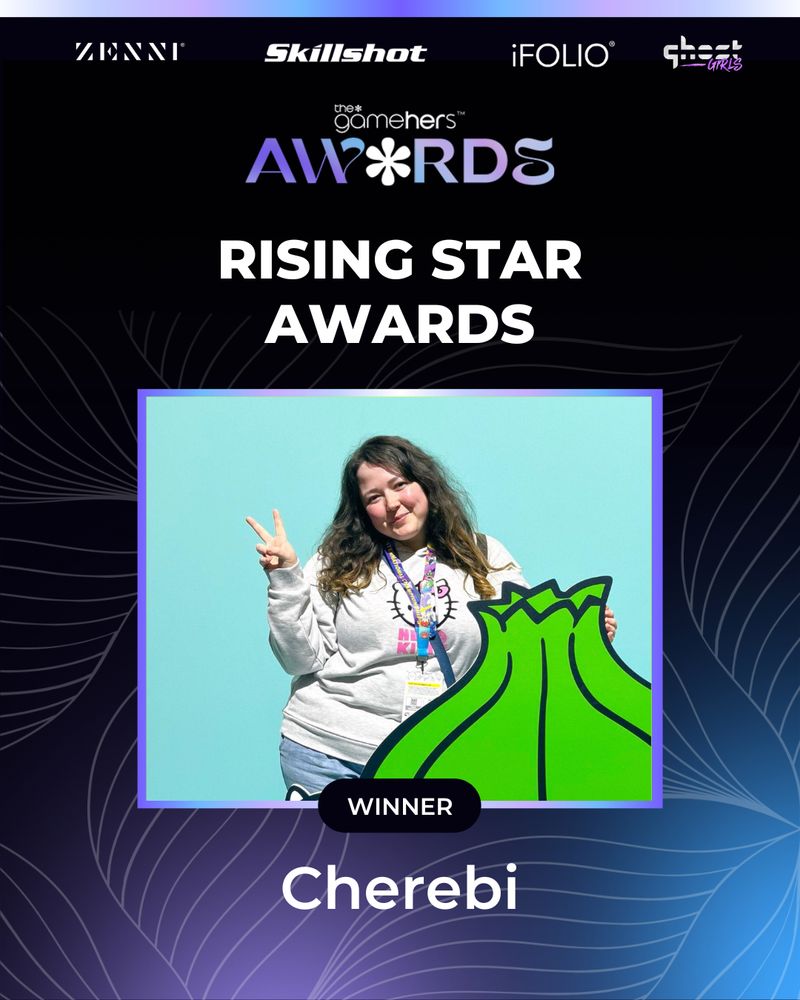 An award for The GameHers Rising Star award, with a photo of me with the word ‘Winner’.