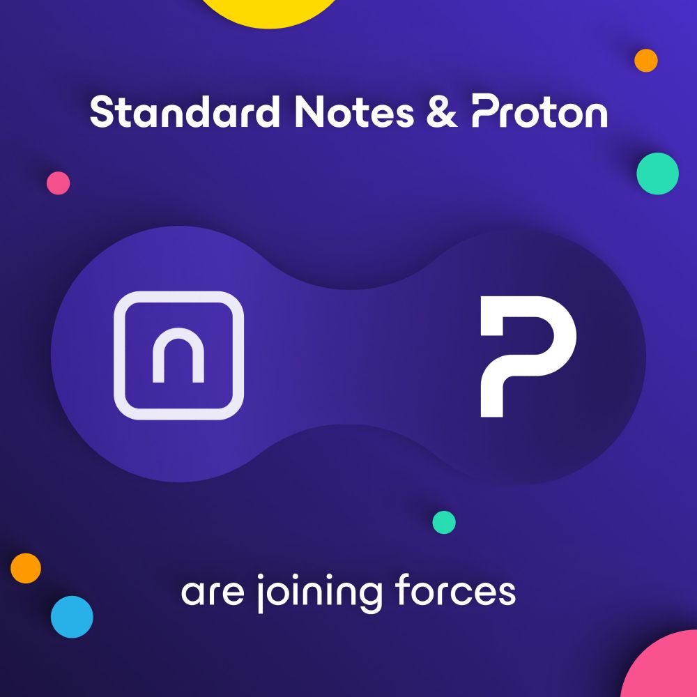 An illustration of the Standard Notes and Proton logos together.