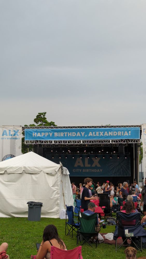 A view of the stage for the Alexandria birthday fireworks.