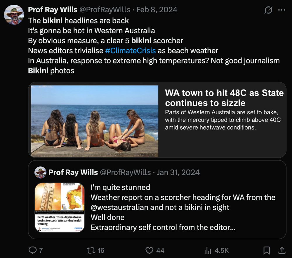 More Perth media reports on worrying statistic about record breaking heat in the other place