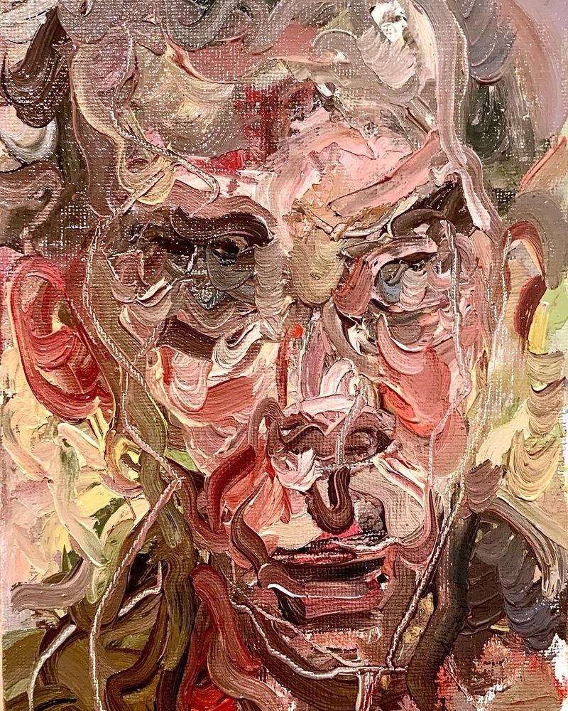 A quicker, warmer coloured drawing of my dad’s face late in his life when he was ill with Parkinson’s 