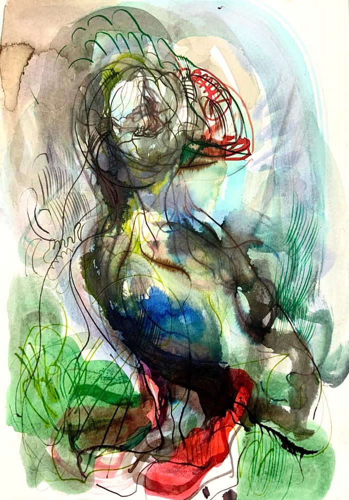 Alone puffin dark and melancholy ink 