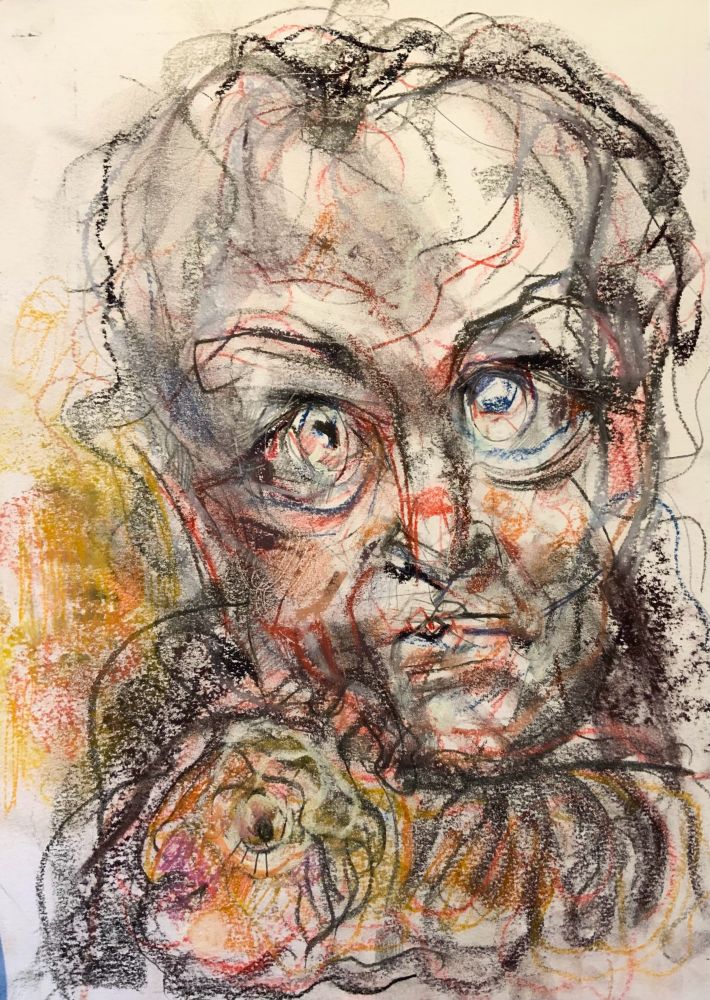 William Blake’s big eyed pastelly face, and his primitive tiger, warm oranges and shiny eyes 